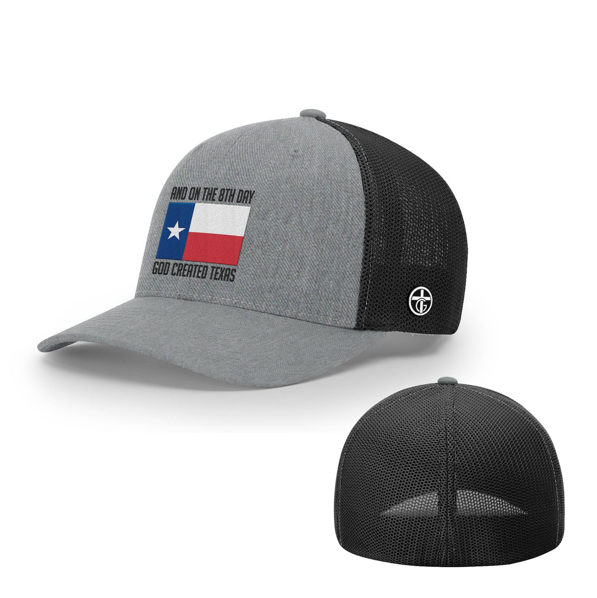 OurTrueGod Customs Hat Flexfit / Heather and Black / S/M God Created Texas Hats