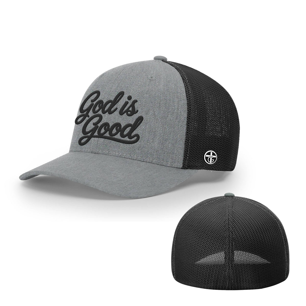 OurTrueGod Customs Hat Flexfit / Heather and Black / S/M God Is Good Hats