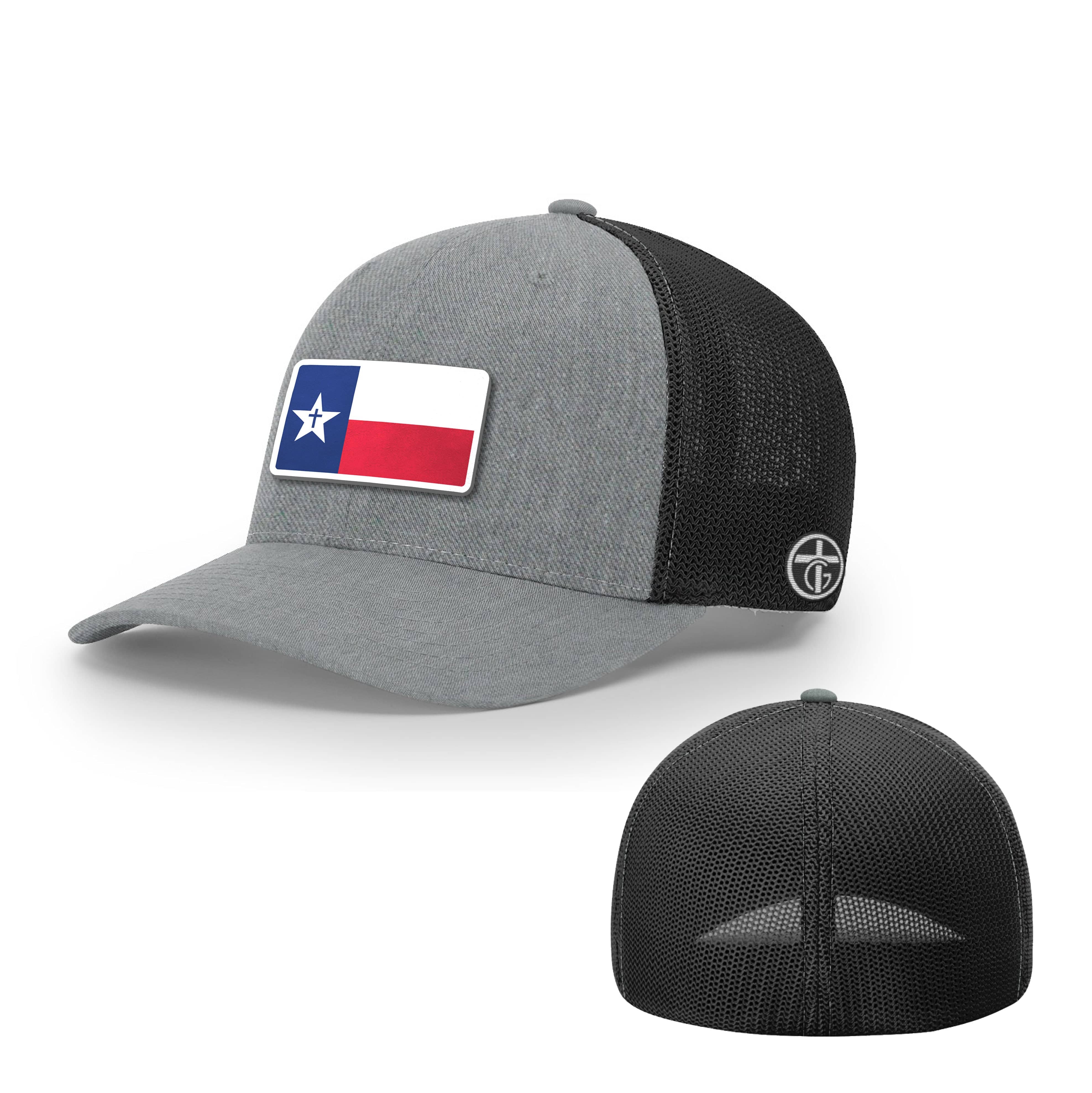 OurTrueGod Customs Hat Flexfit / Heather and Black / S/M Texas is God's Country Patch Hats