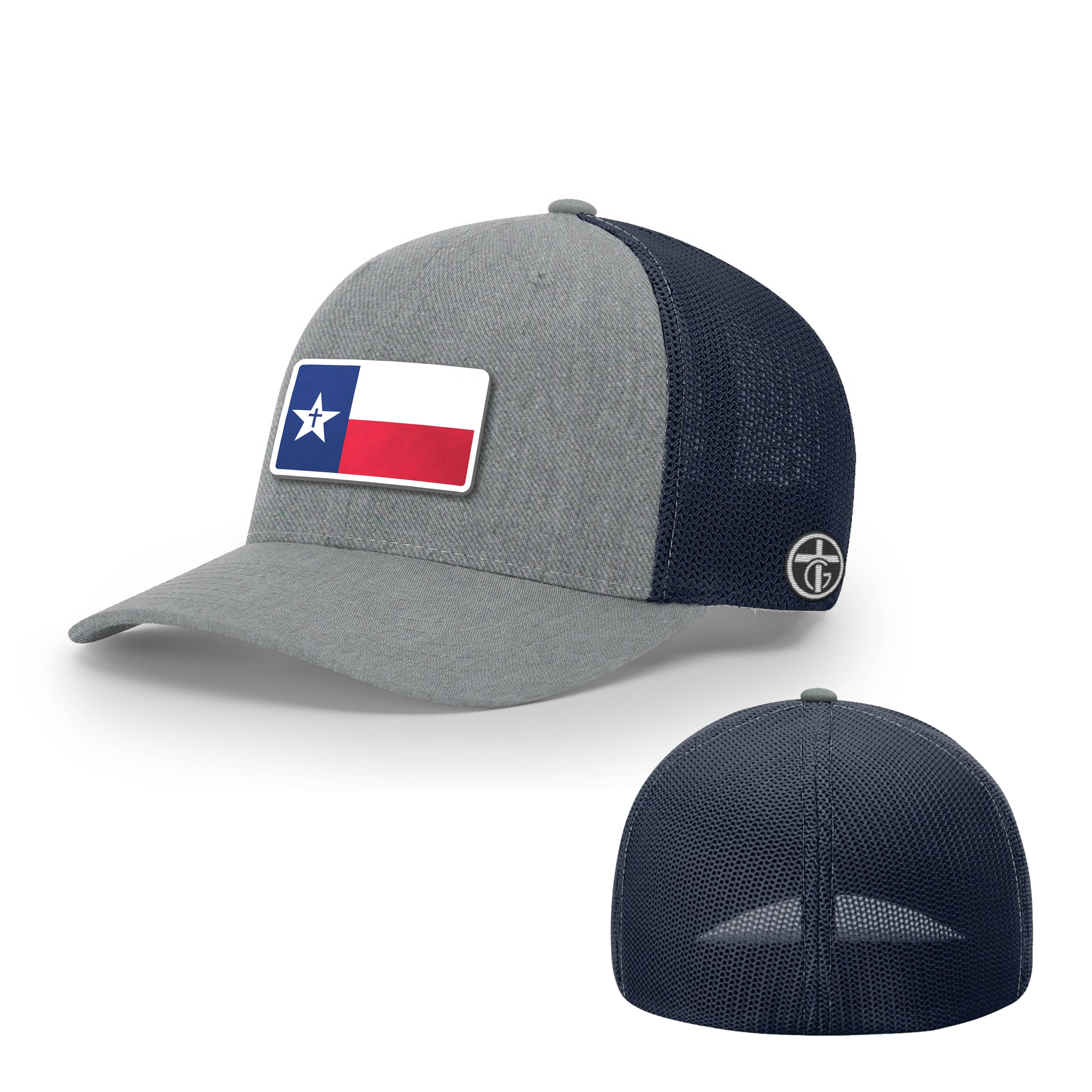 OurTrueGod Customs Hat Flexfit / Heather and Navy / S/M Texas is God's Country Patch Hats