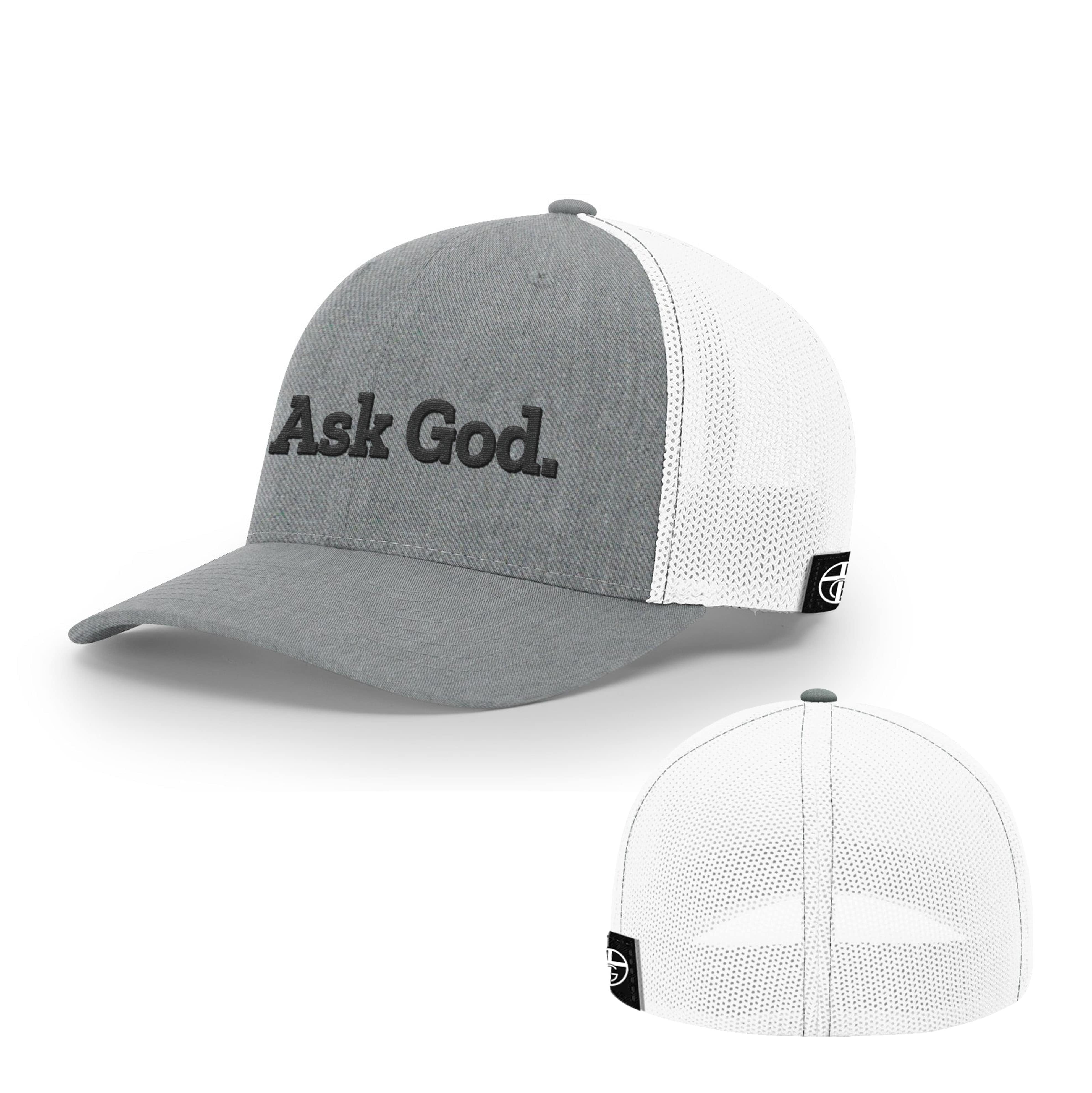 OurTrueGod Customs Hat Flexfit / Heather and White / S/M Ask God. Hats