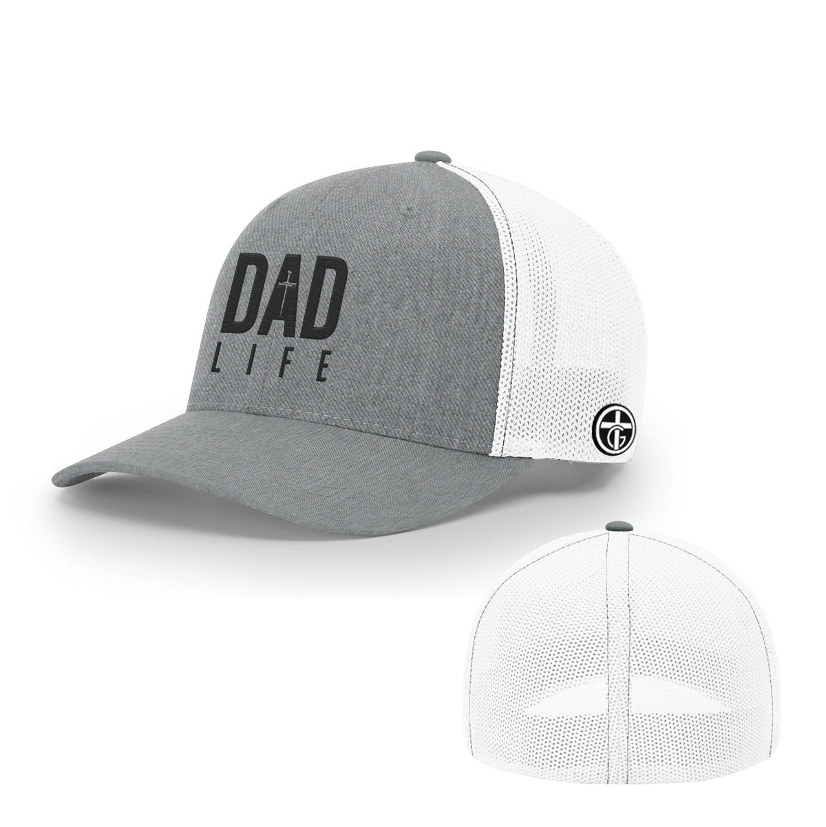 OurTrueGod Customs Hat Flexfit / Heather and White / S/M Dad Life Hats