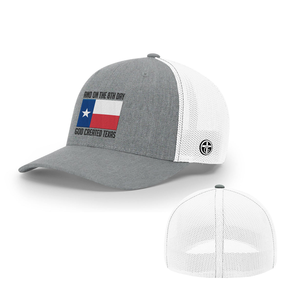 OurTrueGod Customs Hat Flexfit / Heather and White / S/M God Created Texas Hats