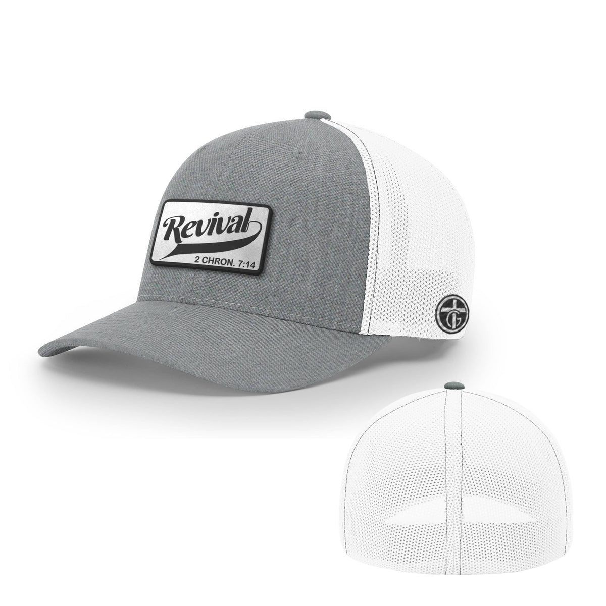Revival Patch Hat, Flexfit in Heather and White