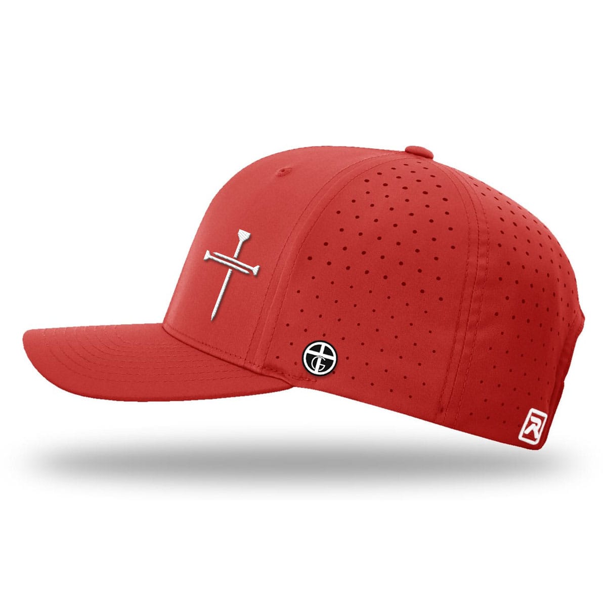 OurTrueGod Customs Hat Nail Cross Lower Left Performance Hats