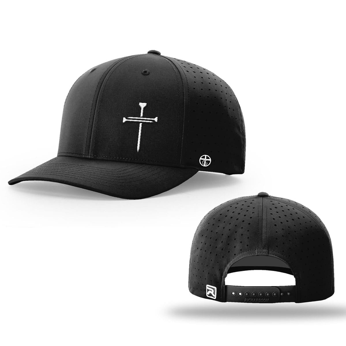 OurTrueGod Customs Hat Nail Cross Lower Left Performance Hats