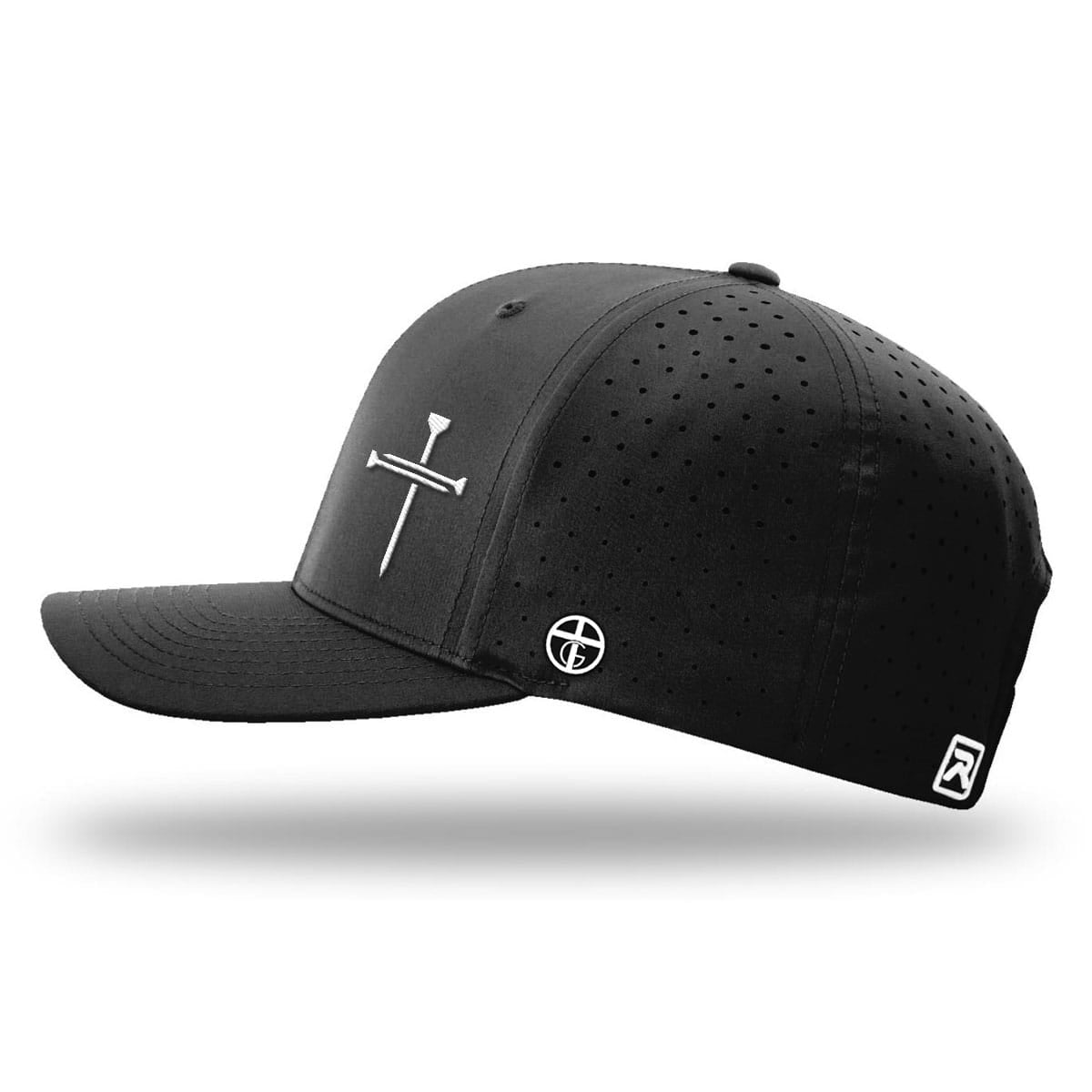OurTrueGod Customs Hat Nail Cross Lower Left Performance Hats
