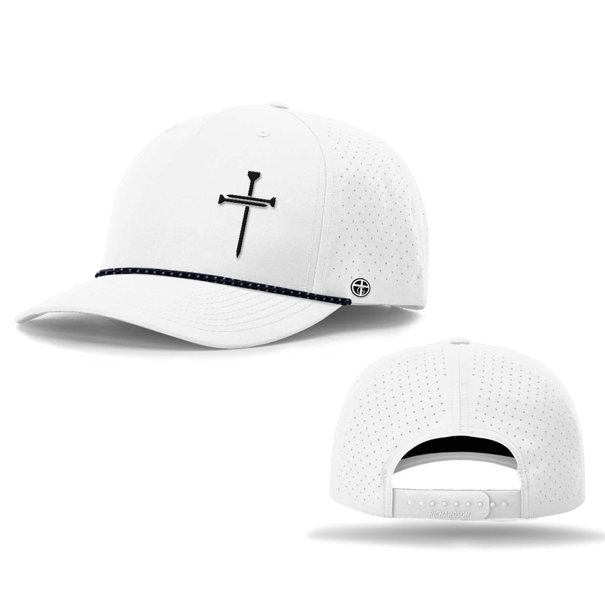 OurTrueGod Customs Hat Nail Cross Lower Left Performance Rope Hats