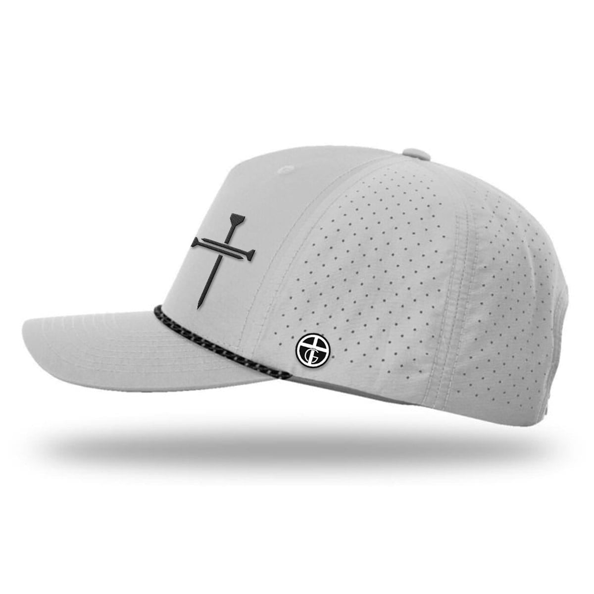 OurTrueGod Customs Hat Nail Cross Lower Left Performance Rope Hats
