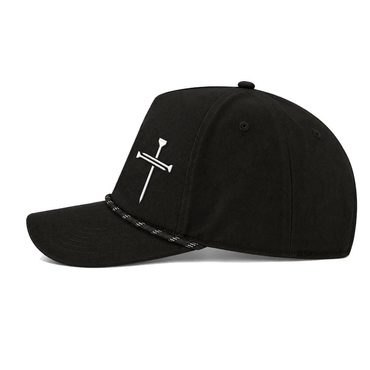 OurTrueGod Customs Hat Nail Cross Lower Left Rope Hats