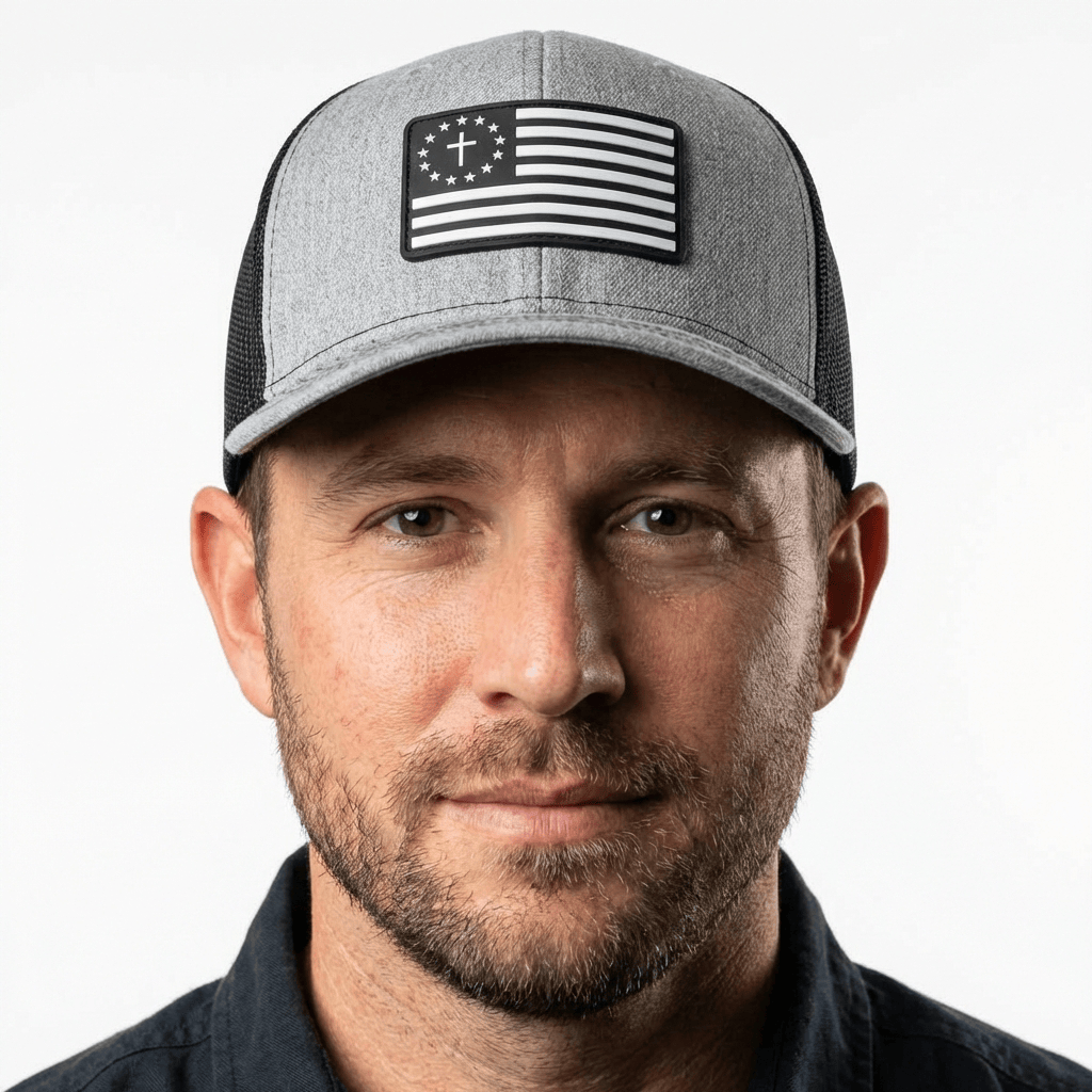 OurTrueGod Customs Hat One Nation Under God White Leather Patch Hat - Snapback & Flexfit