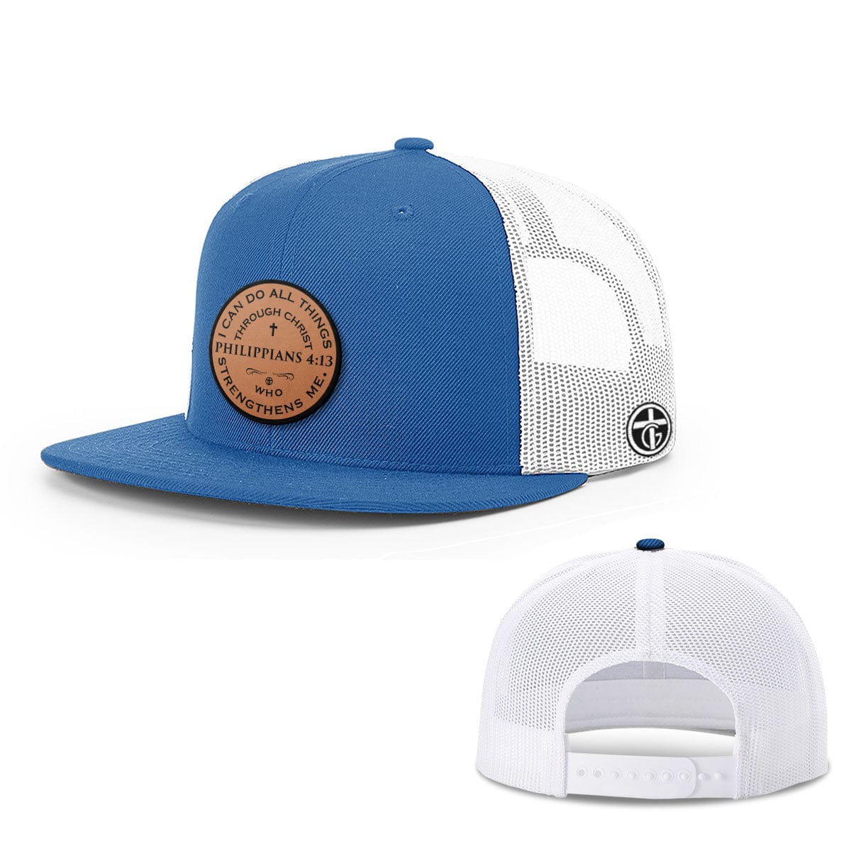 OurTrueGod Customs Hat Philippians 4:13 Leather Patch Hats