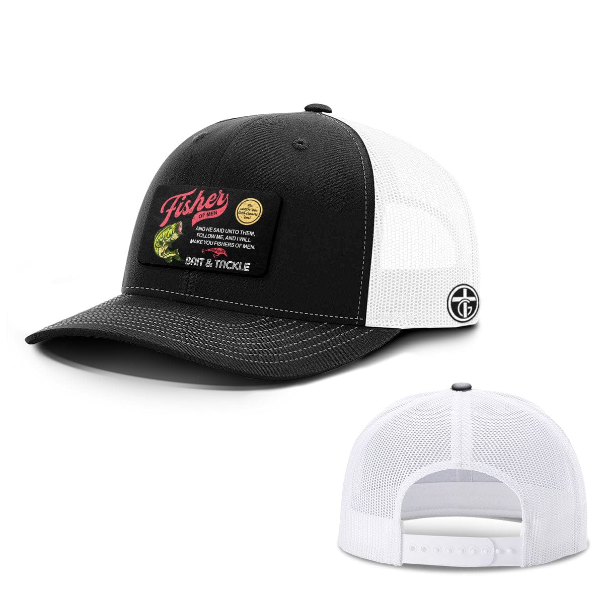 OurTrueGod Customs Hat Snapback / Black and White / One Size Fisher Of Men Patch Hats