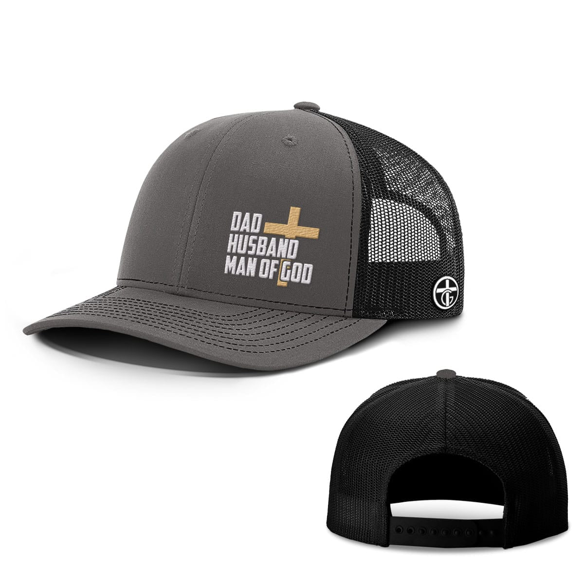 OurTrueGod Customs Hat Snapback / Charcoal and Black / One Size Dad, Husband, Man of God Hats