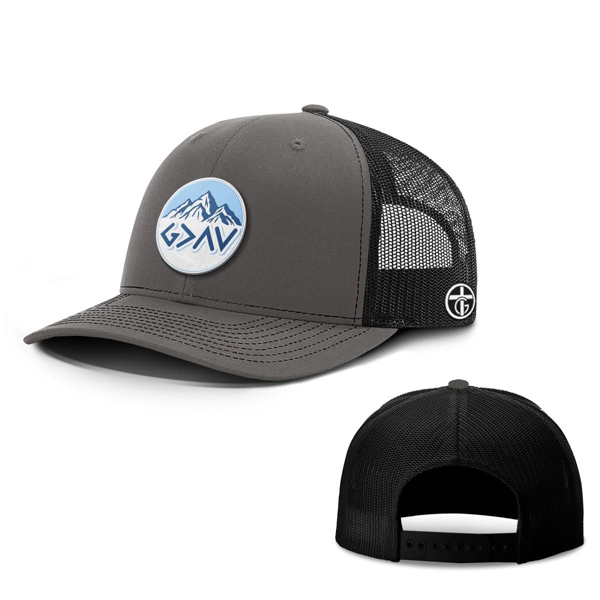 OurTrueGod Customs Hat Snapback / Charcoal and Black / One Size God Is Greater Than The Highs And Lows Mountain Circle Patch Hats