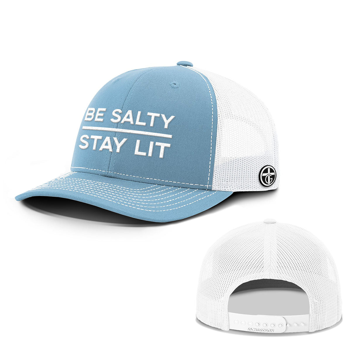 OurTrueGod Customs Hat Snapback / Columbia Blue and White / One Size Be Salty - Stay Lit Everyday Faith Hats
