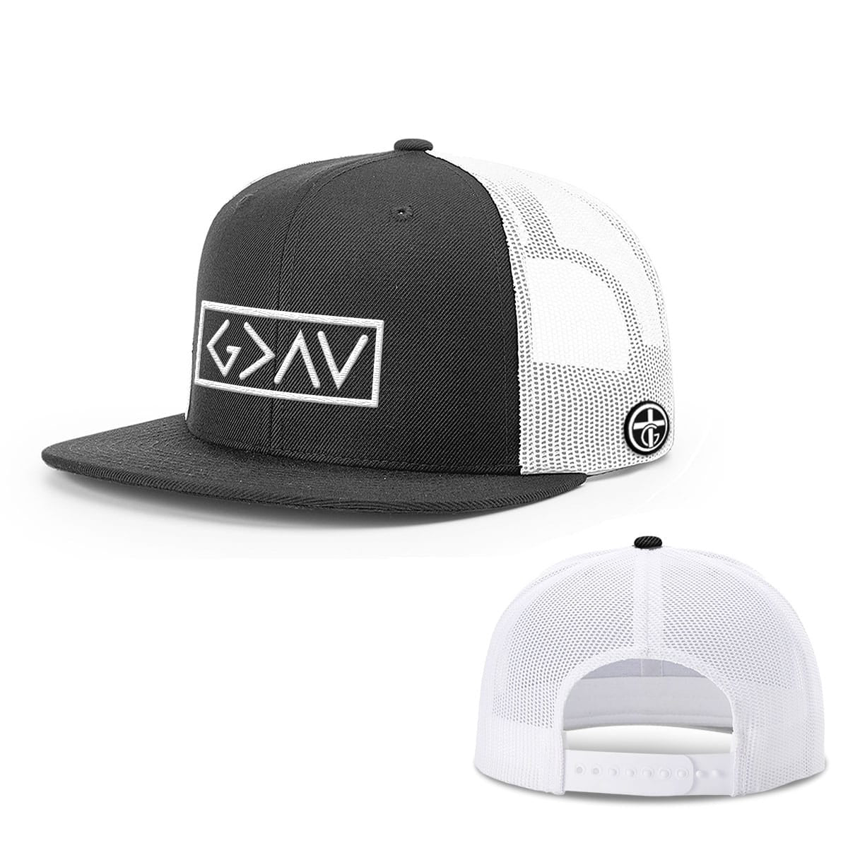 OurTrueGod Customs Hat Snapback Flatbill / Black and White / One Size God is Greater Than the Highs and Lows Hats
