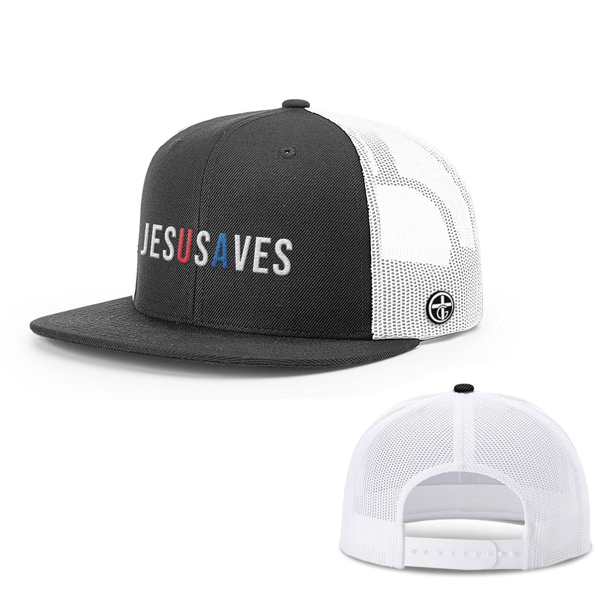 OurTrueGod Customs Hat Snapback Flatbill / Black and White / One Size JESUSAVES Hats