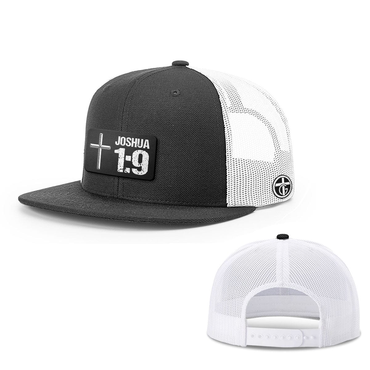 OurTrueGod Customs Hat Snapback Flatbill / Black and White / One Size Joshua 1:9 Patch Hats