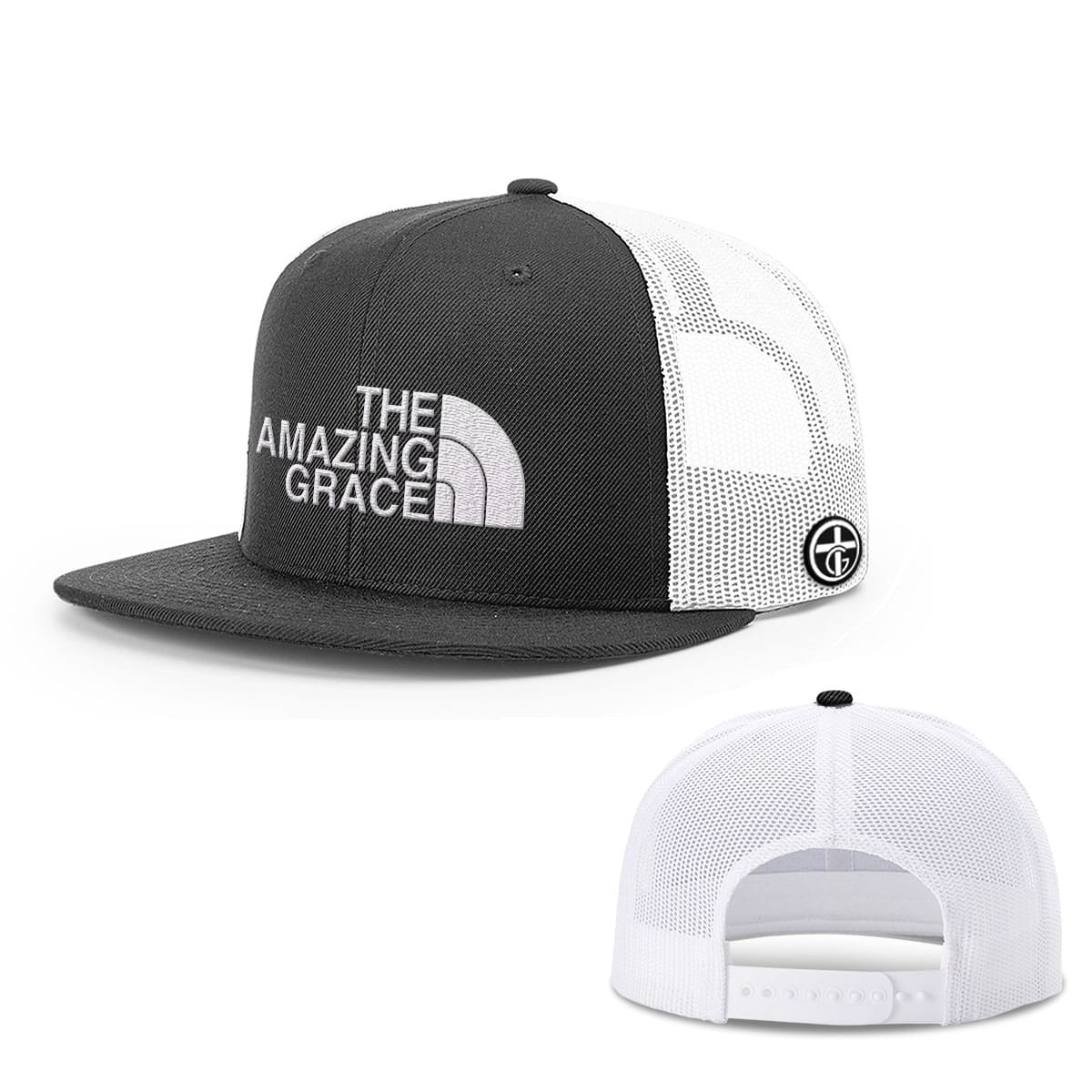OurTrueGod Customs Hat Snapback Flatbill / Black and White / One Size The Amazing Grace Hats