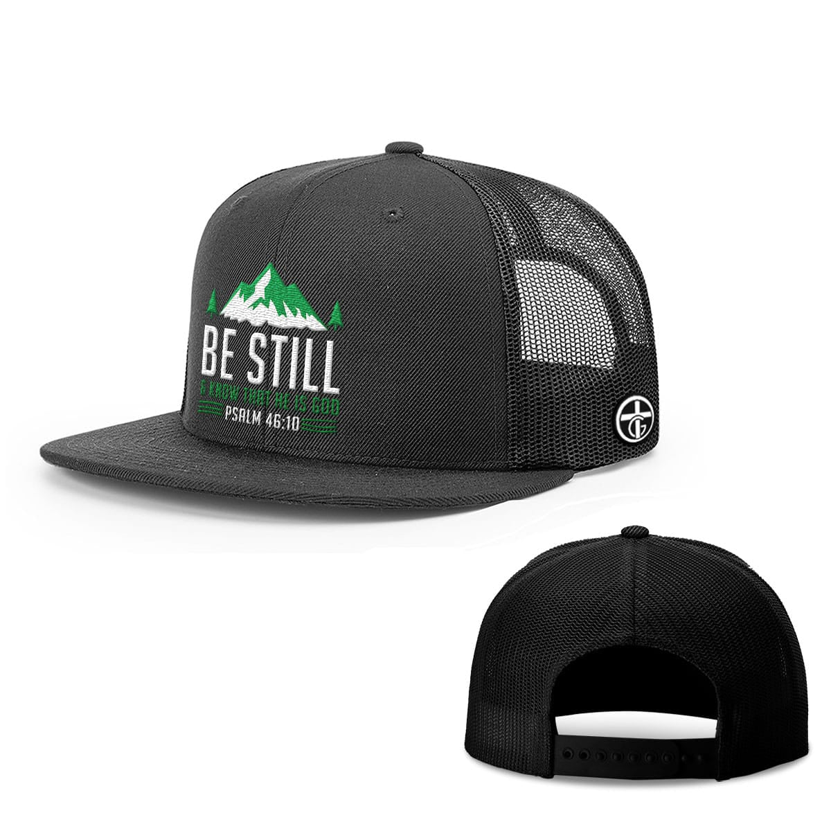 OurTrueGod Customs Hat Snapback Flatbill / Full Black / One Size Be Still And Know Hats