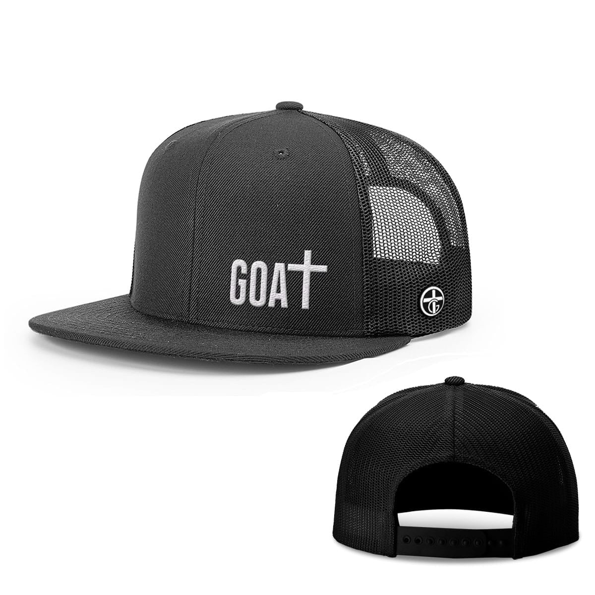 GOAT - God Over All Things Hat, Snapback Flatbill in Full Black