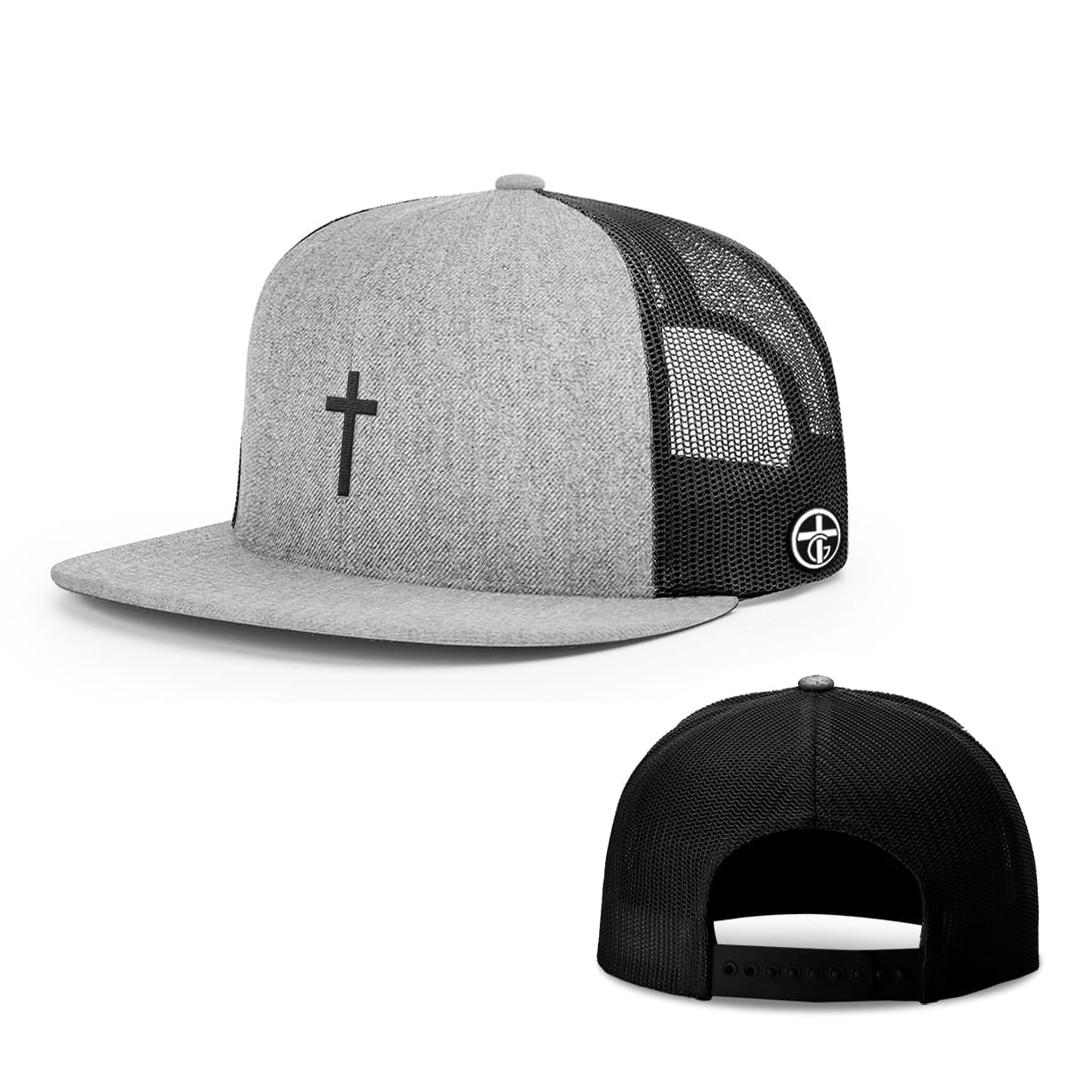 Cross Hat, Snapback Flatbill in Heather and Black