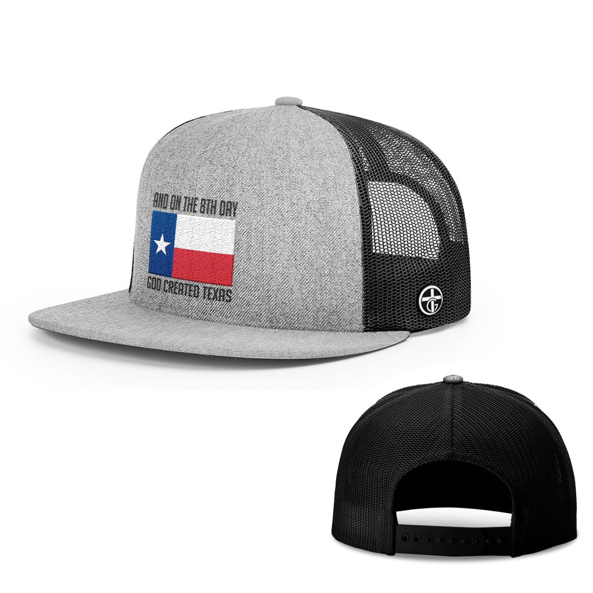 OurTrueGod Customs Hat Snapback Flatbill / Heather and Black / One Size God Created Texas Hats