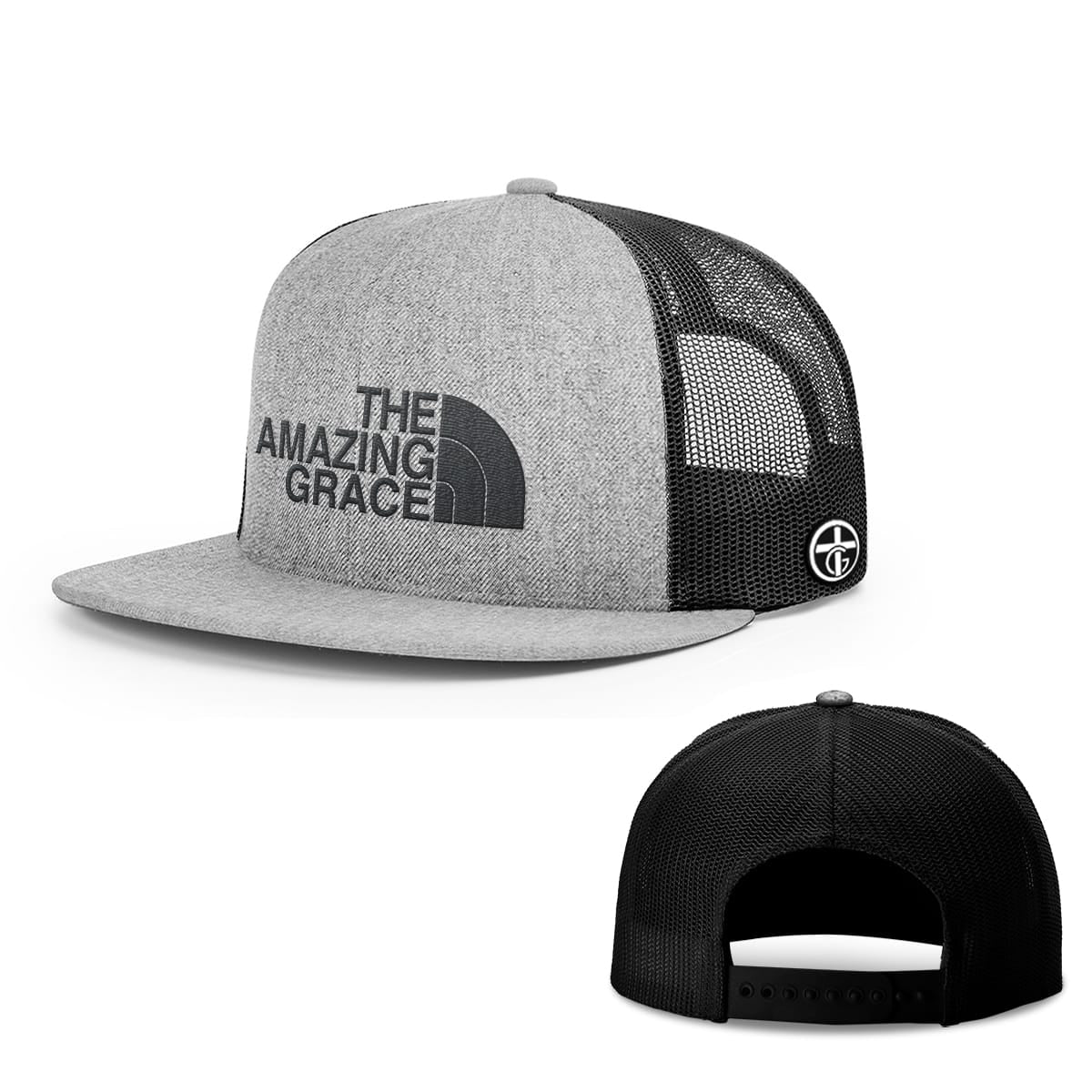 OurTrueGod Customs Hat Snapback Flatbill / Heather and Black / One Size The Amazing Grace Hats