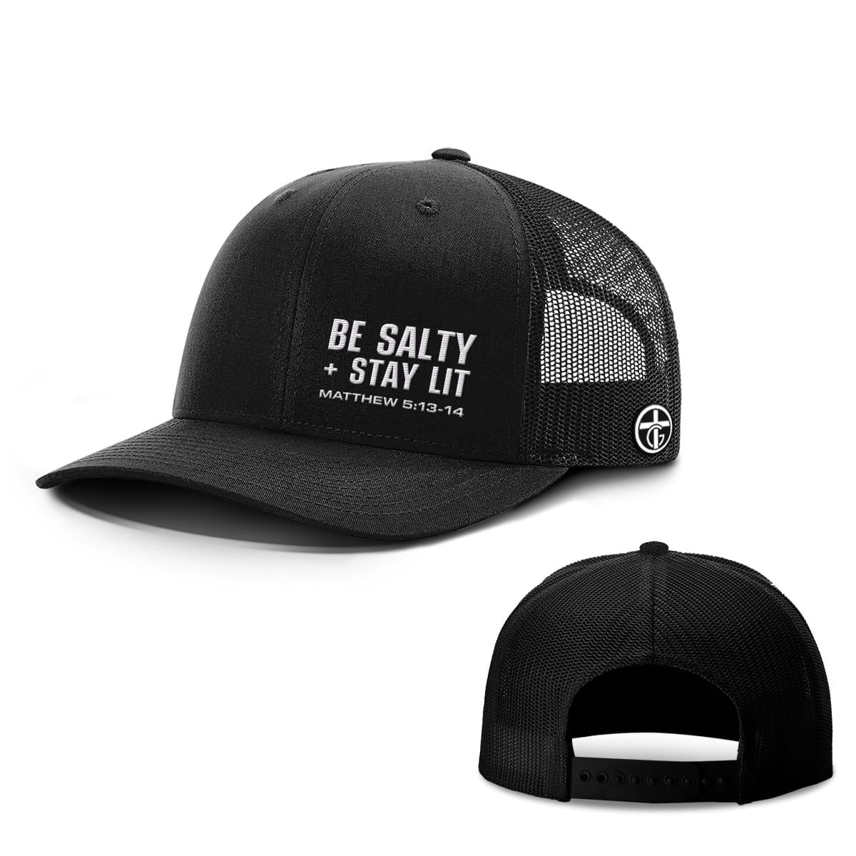 OurTrueGod Customs Hat Snapback / Full Black / One Size Be Salty + Stay Lit Lower Left Hats
