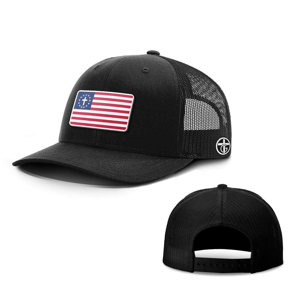 OurTrueGod Customs Hat Snapback / Full Black / One Size One Nation Under God Patch Hats