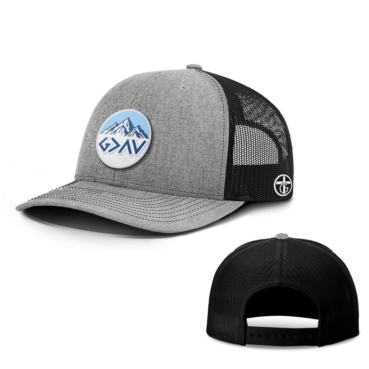 OurTrueGod Customs Hat Snapback / Heather and Black / One Size God Is Greater Than The Highs And Lows Mountain Circle Patch Hats