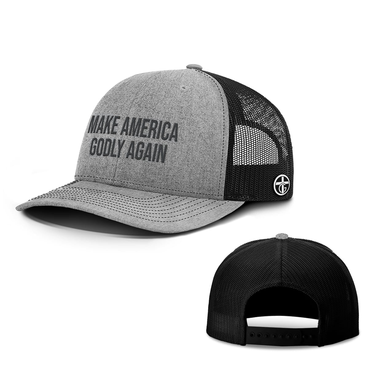 OurTrueGod Customs Hat Snapback / Heather and Black / One Size Make America Godly Again Hats