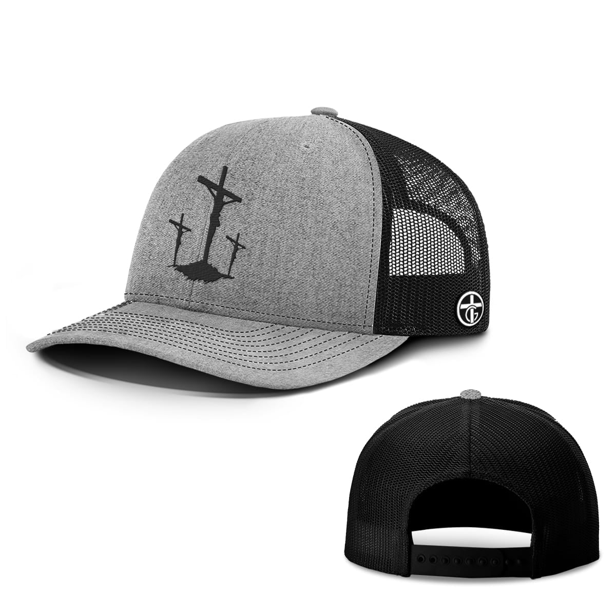 OurTrueGod Customs Hat Snapback / Heather and Black / One Size Three Crosses Hats