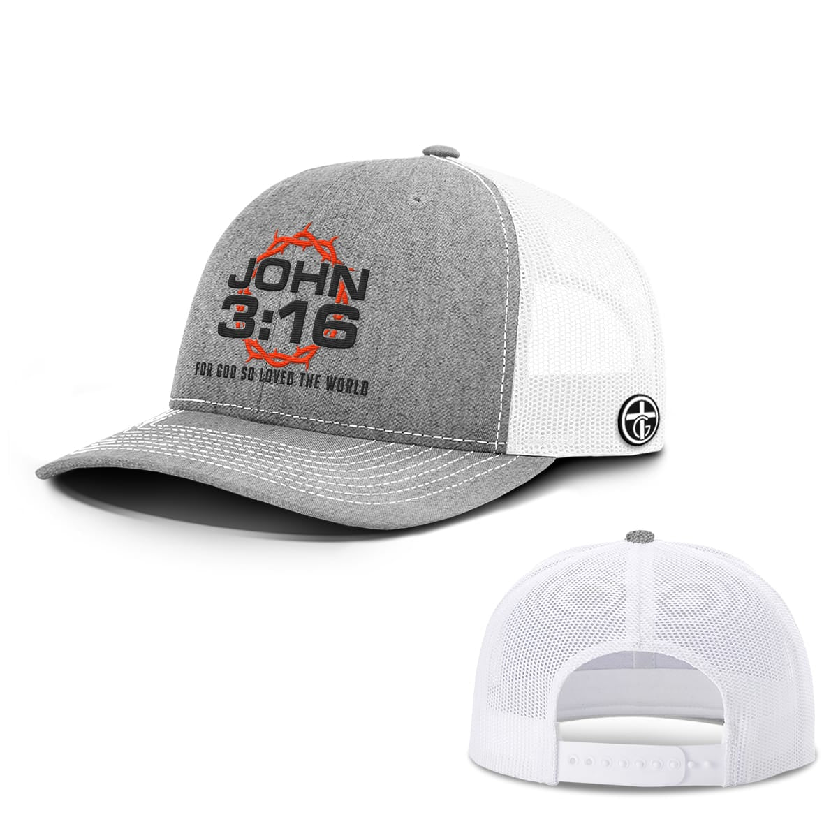 OurTrueGod Customs Hat Snapback / Heather and White / One Size For God So Loved The World Hats
