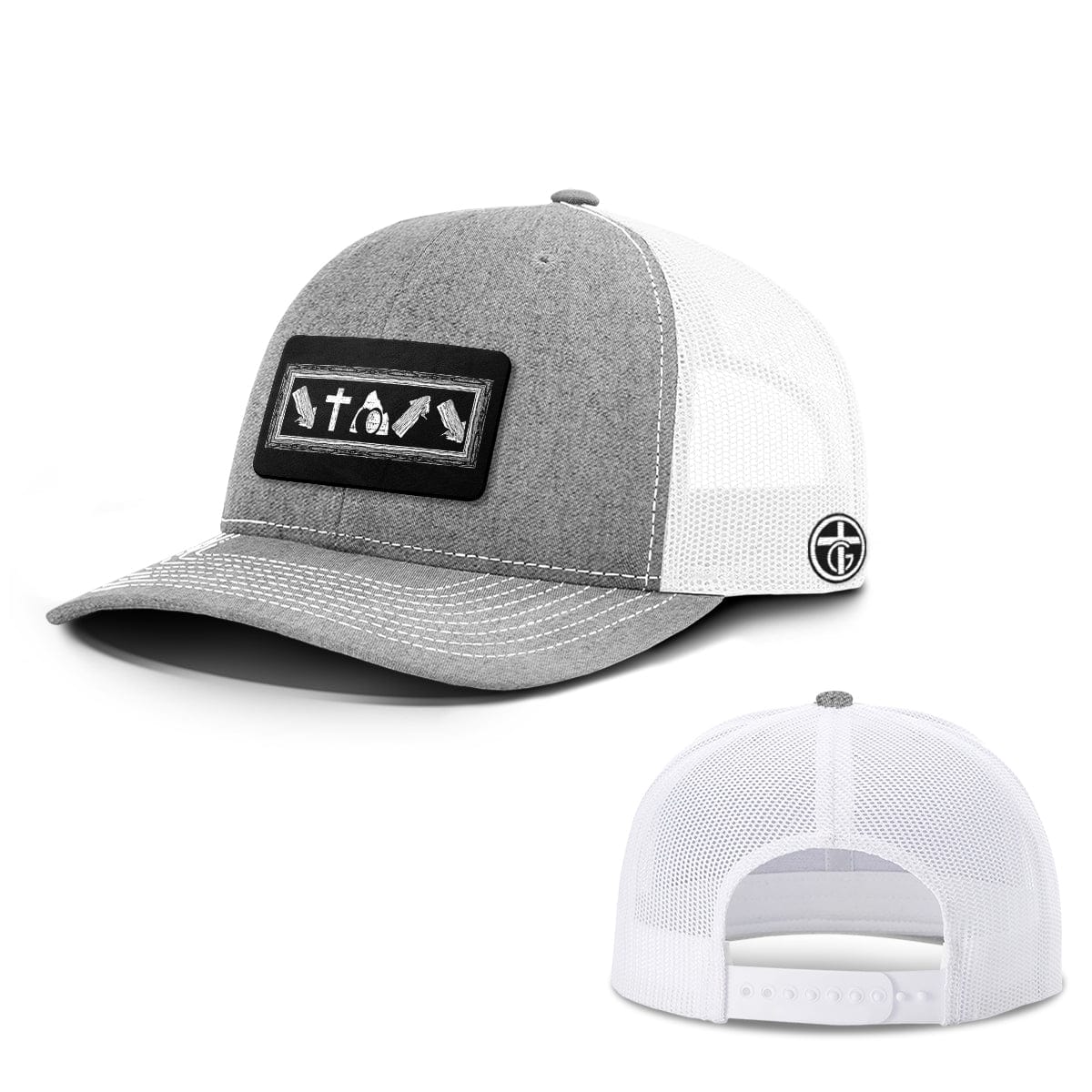 OurTrueGod Customs Hat Snapback / Heather and White / One Size Jesus Death and Resurrection Patch Hats