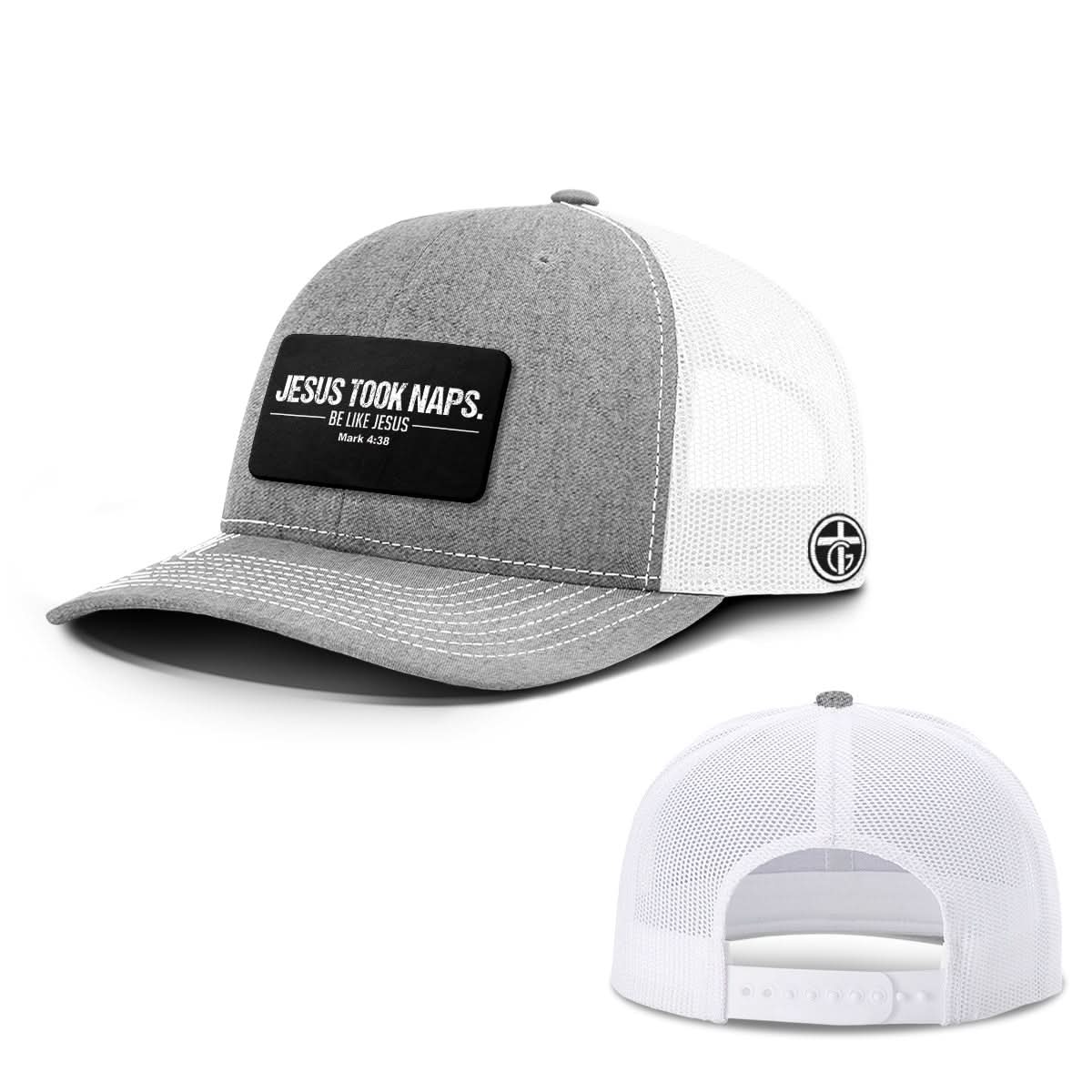 OurTrueGod Customs Hat Snapback / Heather and White / One Size Jesus Took Naps Patch Hats