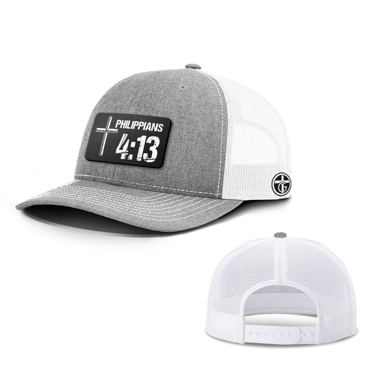 OurTrueGod Customs Hat Snapback / Heather and White / One Size Philippians 4:13 Patch Hats