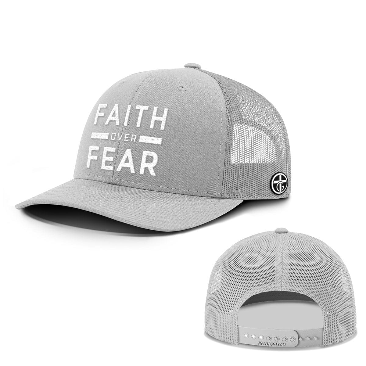 OurTrueGod Customs Hat Snapback / Light Grey / One Size Faith Over Fear Everyday Faith Hats