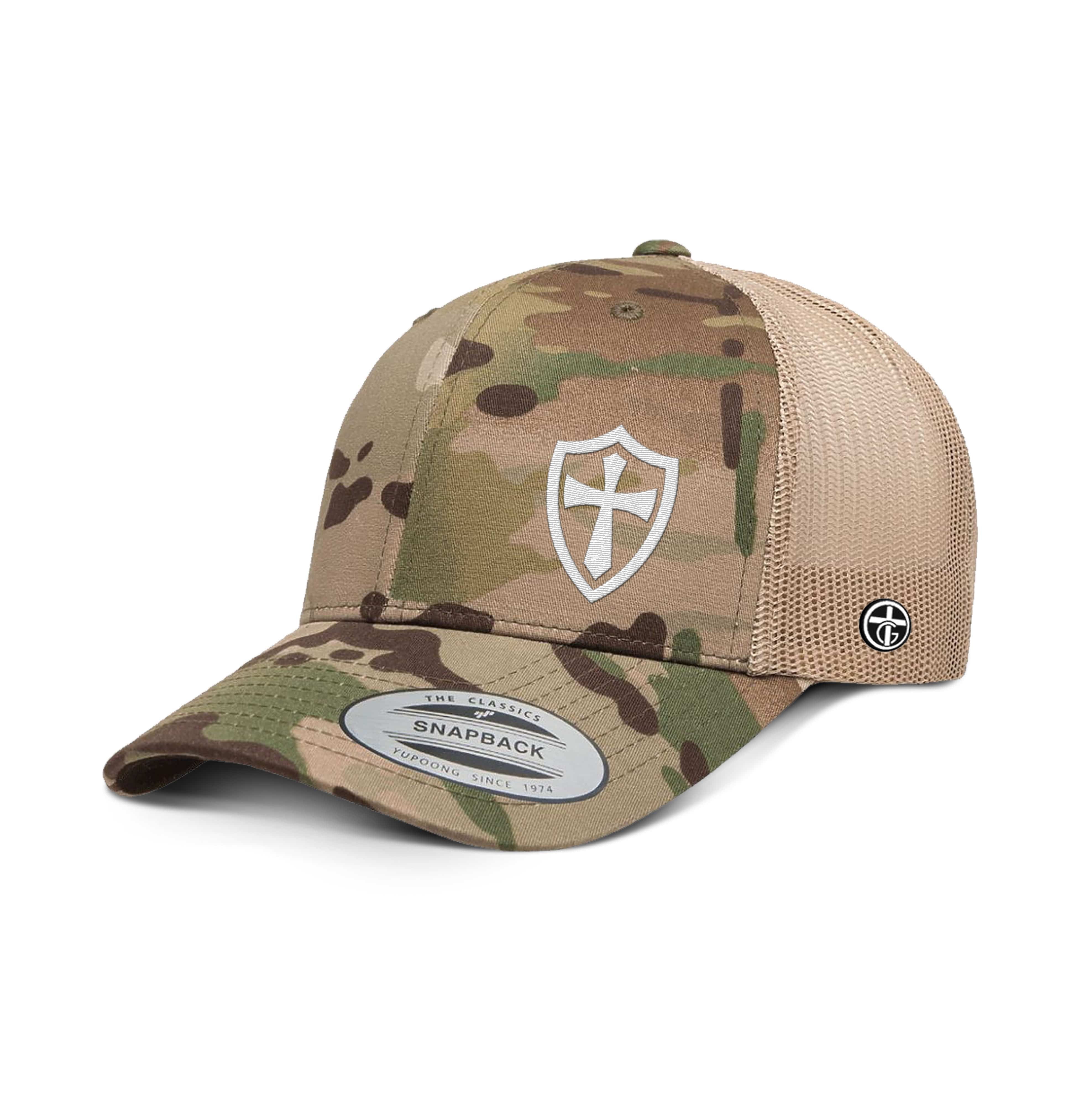 OurTrueGod Customs Hat Snapback / Multicam green and Khaki / One Size Cross Shield Camo Hats