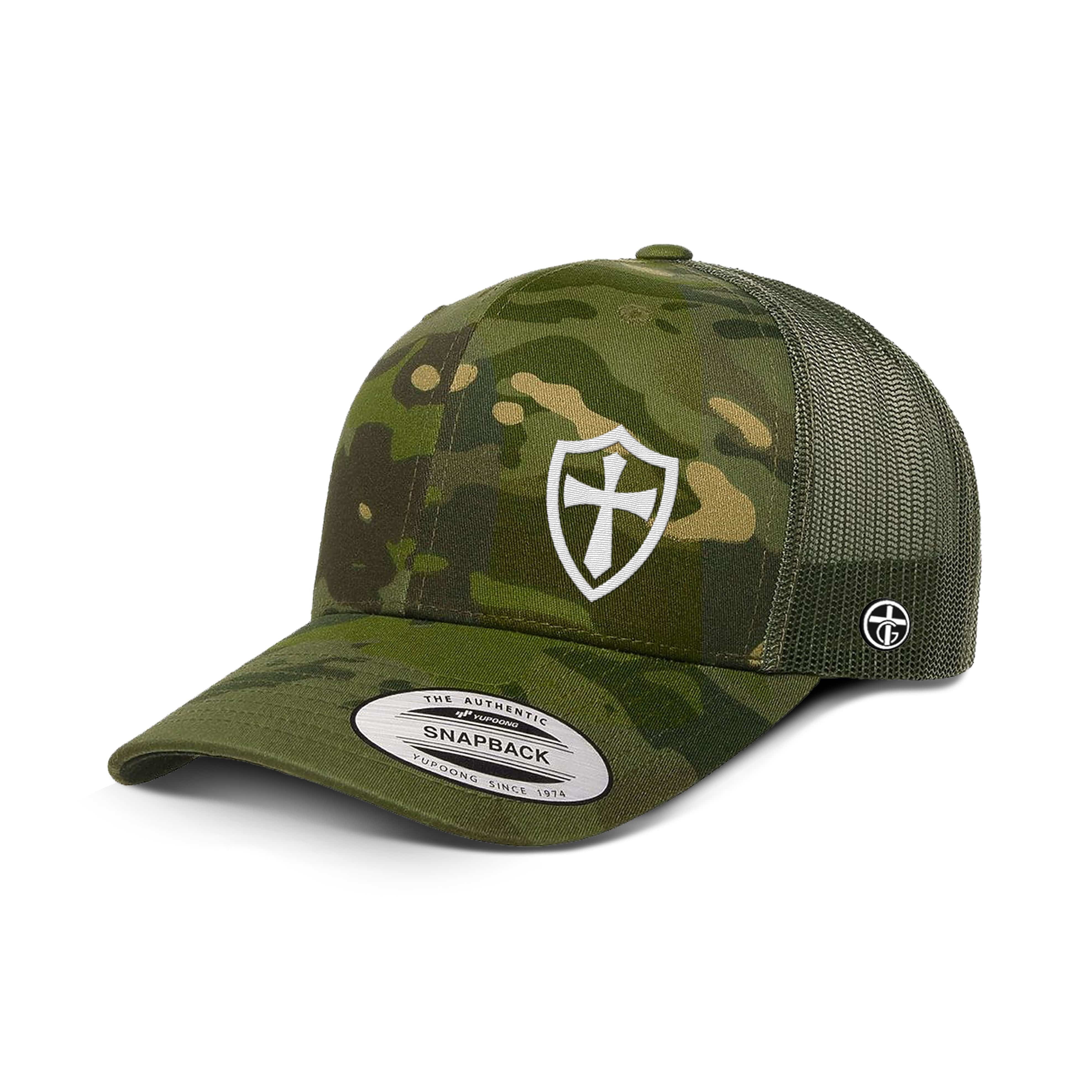 OurTrueGod Customs Hat Snapback / Multicam tropic and Green / One Size Cross Shield Camo Hats