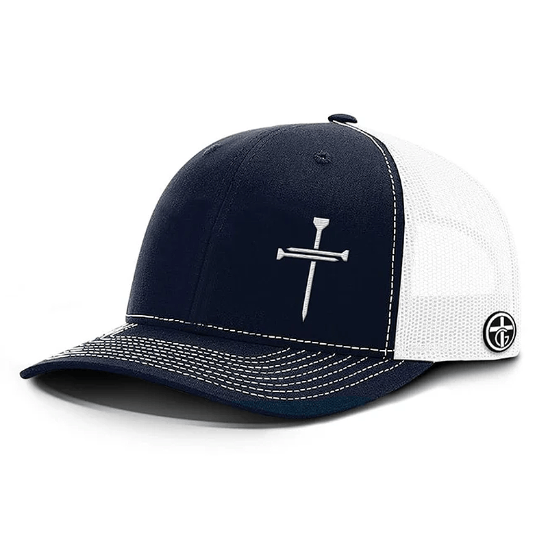 OurTrueGod Customs Hat Snapback / OS / Navy and White Limited Edition Nail Cross Hat
