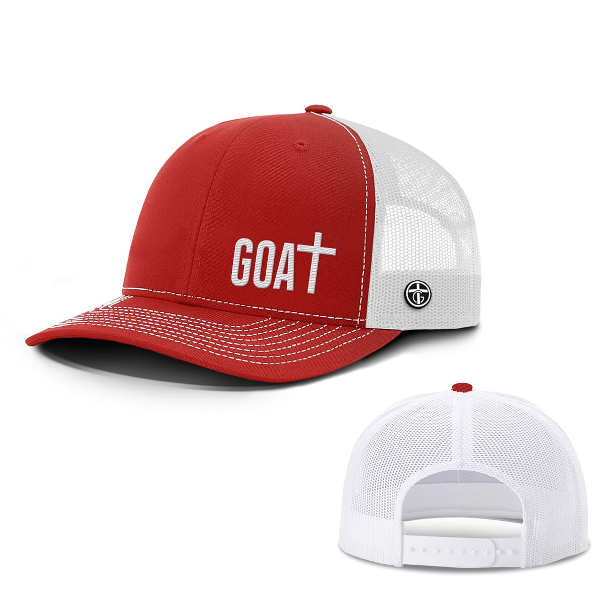 GOAT - God Over All Things Hat, Snapback in Red And White