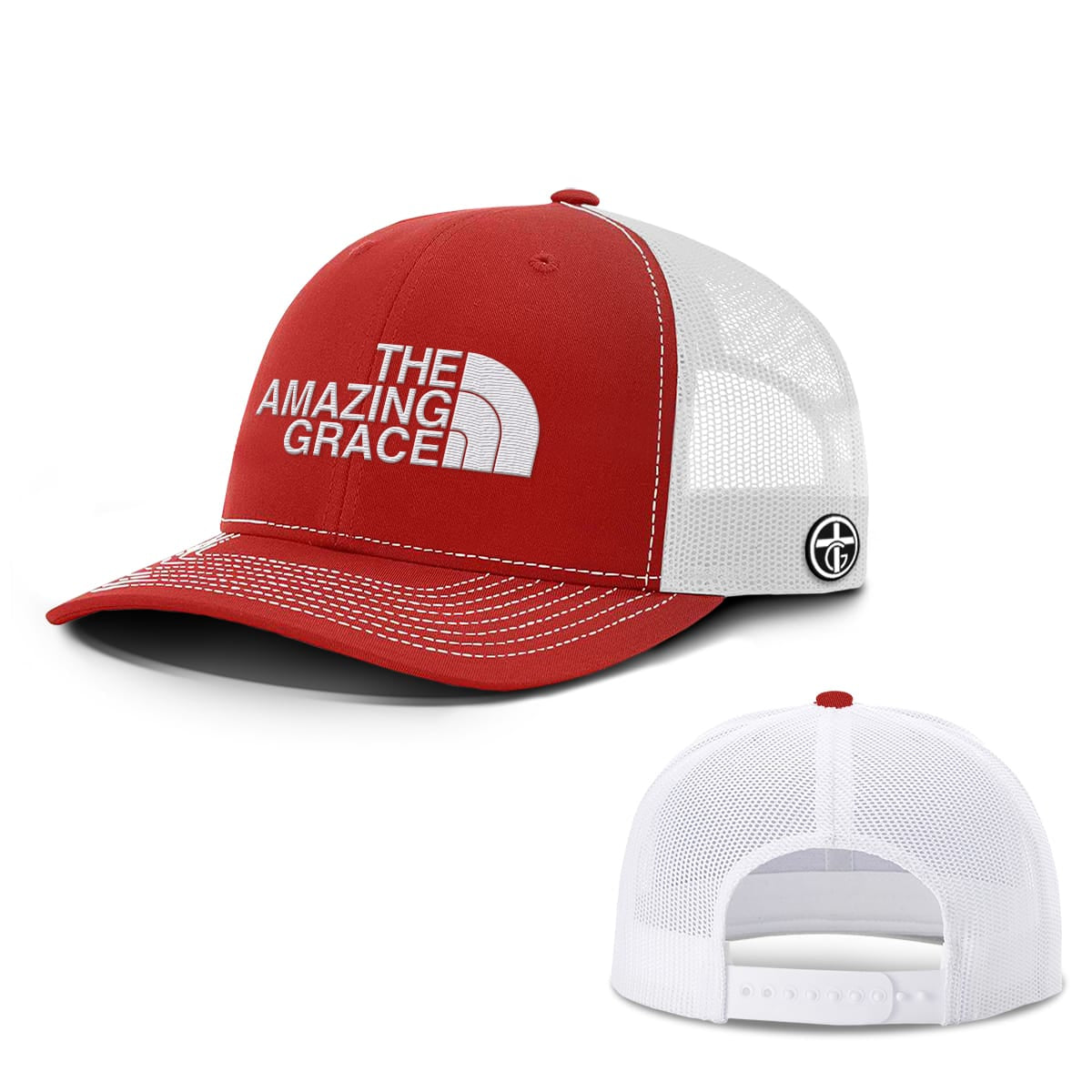 OurTrueGod Customs Hat Snapback / Red And White / One Size The Amazing Grace Hats
