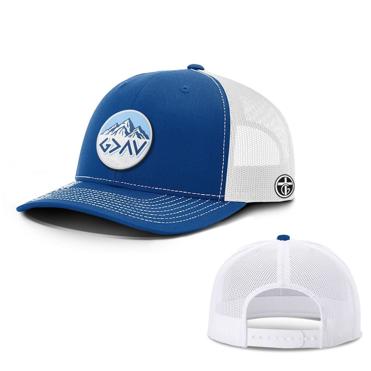 OurTrueGod Customs Hat Snapback / Royal Blue and White / One Size God Is Greater Than The Highs And Lows Mountain Circle Patch Hats