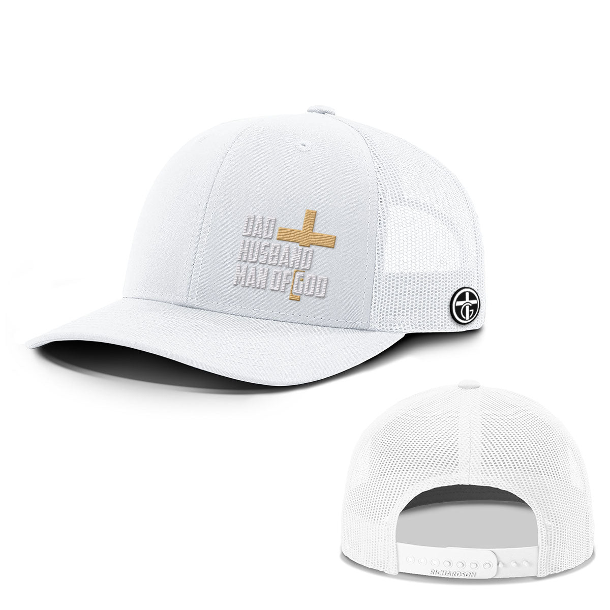 OurTrueGod Customs Hat Snapback / White / One Size Dad, Husband, Man of God Everyday Faith Hats