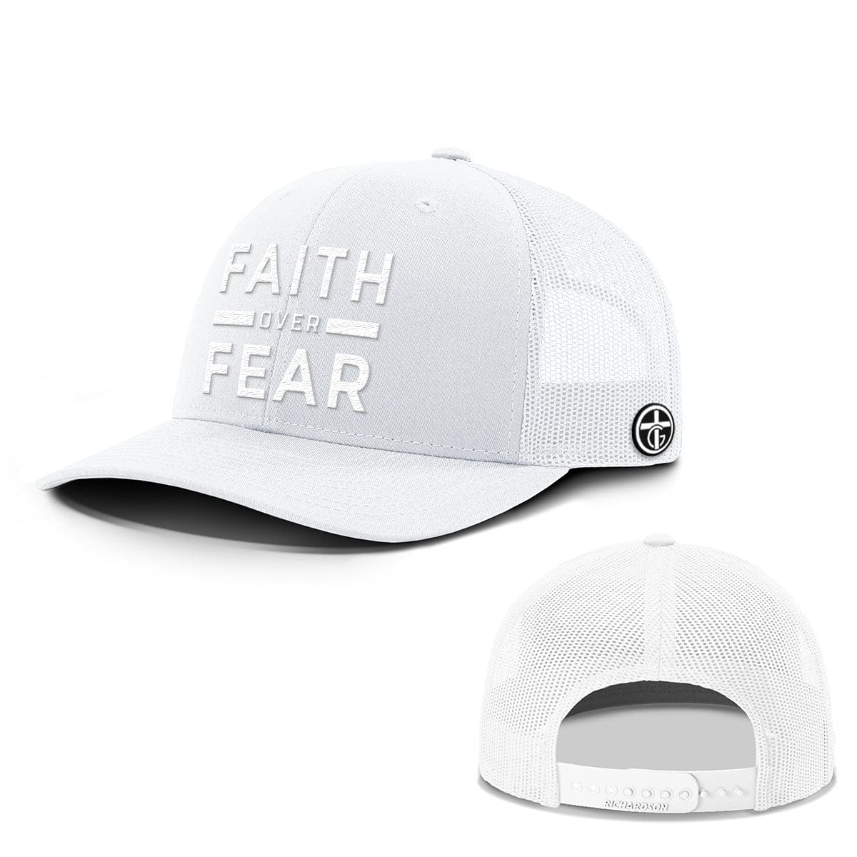 OurTrueGod Customs Hat Snapback / White / One Size Faith Over Fear Everyday Faith Hats