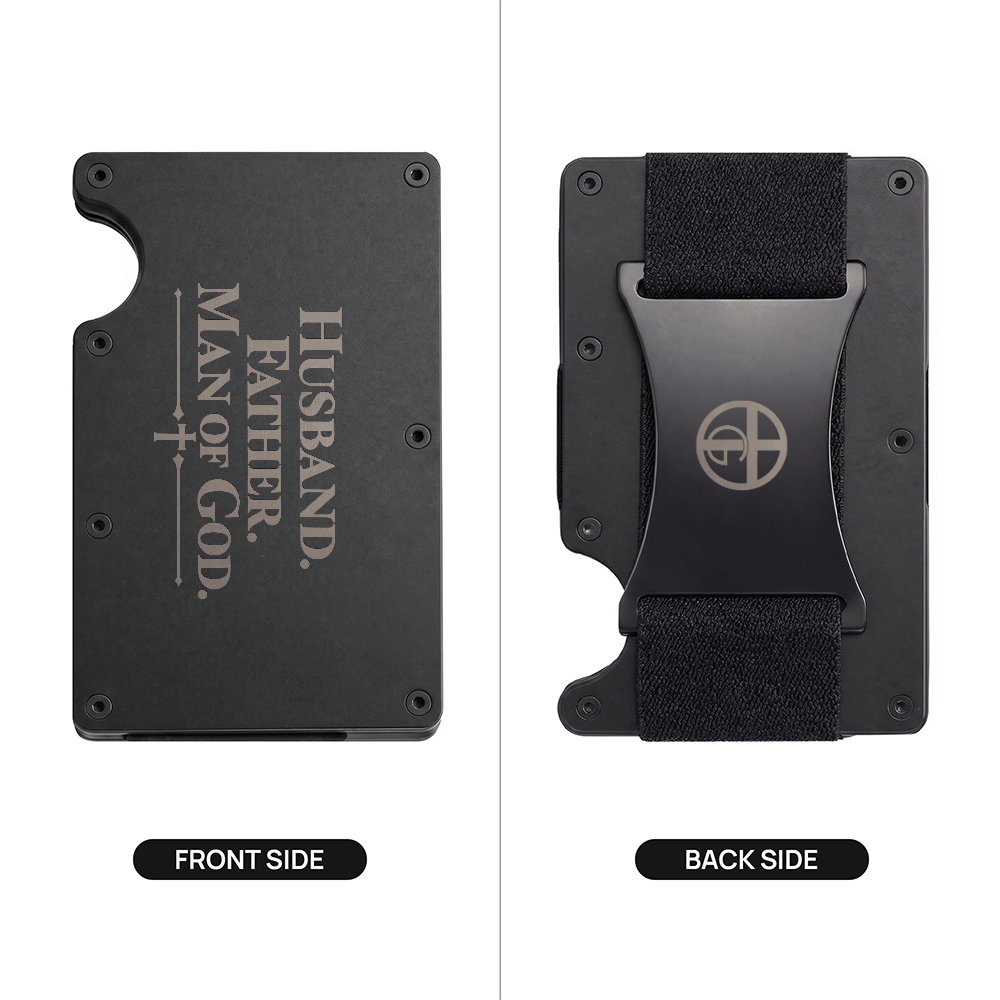 ShineOn Fulfillment Jewelry Black Husband. Father. Man of God. Metal Wallet