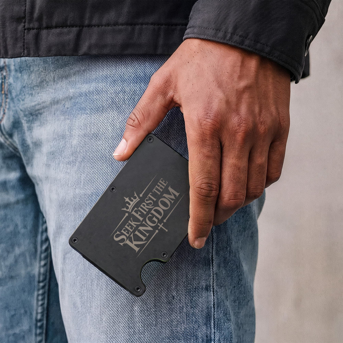 ShineOn Fulfillment Jewelry Black Seek First The Kingdom Metal Wallet