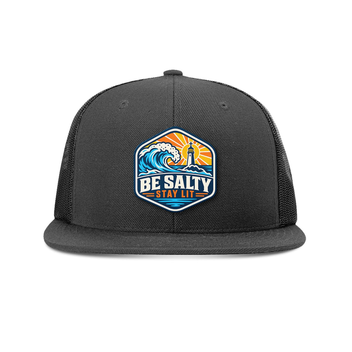 SunFrog Solutions Hat Black Be Salty Stay Lit Patch Trucker Hat